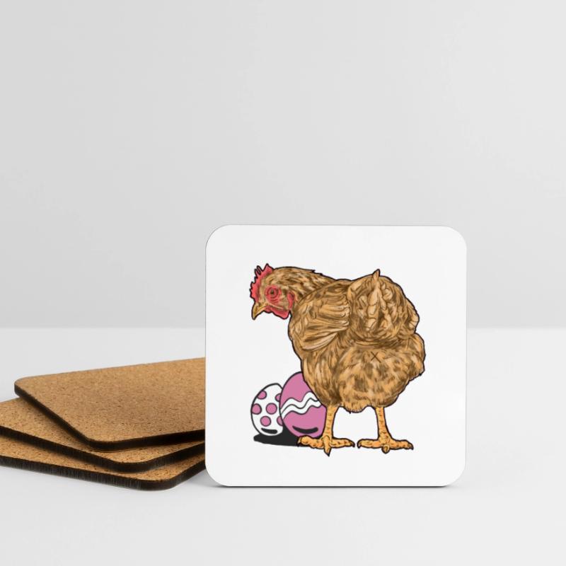 Chicken, Poultry, Poultry, Eggs, Egg, Easter, Easter Egg Coasters (set of 4)