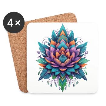 Conception esthétique spirituelle de Mandala Lotus - Dessous de verre (lot de 4) - blanc - Devant