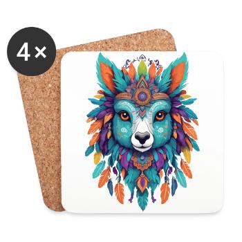 Spirituelles Lama Feder Mandala Krafttier - Untersetzer (4er-Set) - Weiß - Vorne