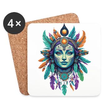 Spirit Indianer Mardi Gras Mandala - Untersetzer (4er-Set) - Weiß - Vorne