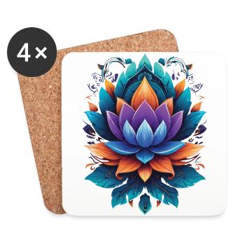 Spirituelle Lotus-Mandala Zen Aesthetic Style - Untersetzer (4er-Set) - Weiß - Vorne