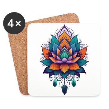 Spiritual Lotus Flower of Life Aesthetic - Coasters (set of 4) - white - Front