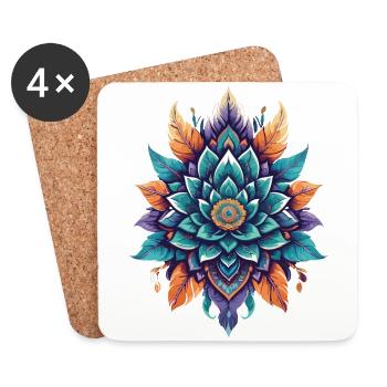Lotus spirituel fleur de vie esthétique magique - Dessous de verre (lot de 4) - blanc - Devant