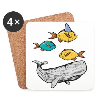 Fisch Fische Hai Meeressäuger Meerestiere Ozean - Untersetzer (4er-Set) - Weiß - Vorne