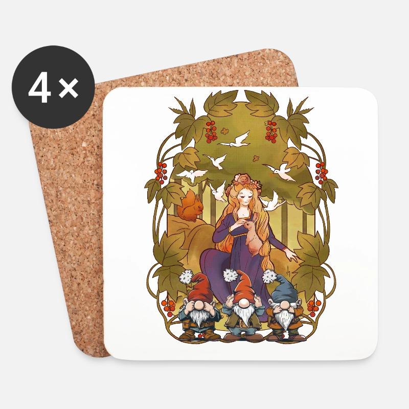 Waldbewohner Märchenfigur Kinder Märchen Zwerge - Untersetzer (4er-Set) - Weiß