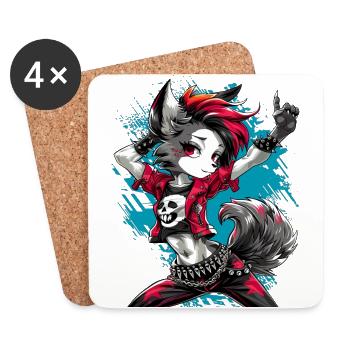 Werewolf Punk, Punk, Punkrock, Wolf, Fun, - Coasters (set of 4) - white - Front