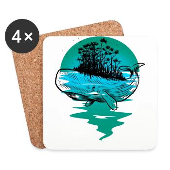 whale, fish, ocean, marine mammals - Coasters (set of 4) - white - Front