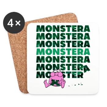 Monstera Monster - Coasters (set of 4) - white - Front