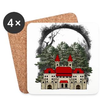 Castle, Fairy Tale, Castle, Fortress, Middle Ages, King - Coasters (set of 4) - white - Front