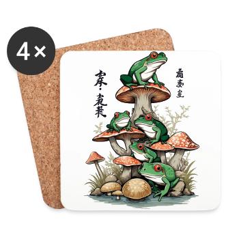 Japanese Ukiyo-E Art Frog Streetwear - Coasters (set of 4) - white - Front