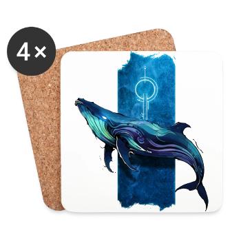 Ocean Majesty: Elegant Blue Whale - Coasters (set of 4) - white - Front