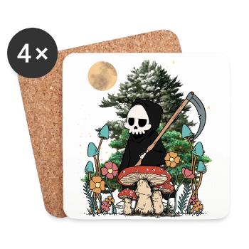 Nature Ghost Ghost Halloween Mushrooms Night Spooky - Coasters (set of 4) - white - Front