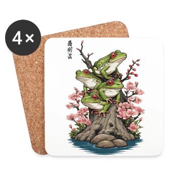 Japon Grenouille Streetwear Esthétique Vintage Design - Dessous de verre (lot de 4) - blanc - Devant
