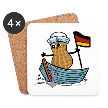 Peanut Flag Sailor Germany Boat Maritime - Coasters (set of 4) - white - Front