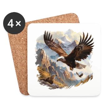 Eagle. Nature, Majestic, Freedom, Bird of Prey, - Coasters (set of 4) - white - Front