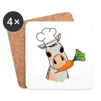 Pony Chef Turnip Home Cook Child Baby Cooking - Coasters (set of 4) - white - Front