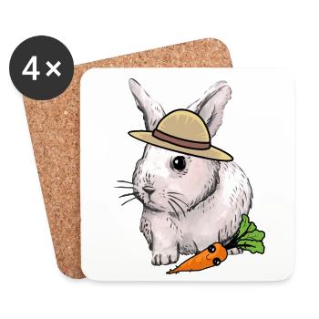 Kaninchen Hase Osterhase Kinder Haustiere Baby - Untersetzer (4er-Set) - Weiß - Vorne