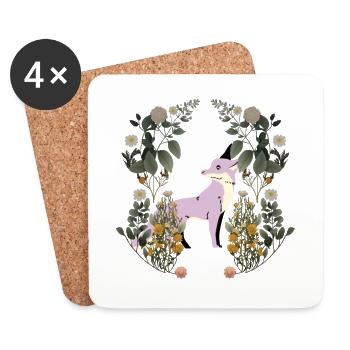 Fuchs Retro Vintage Wildtiere Füchse Botanik Natur - Untersetzer (4er-Set) - Weiß - Vorne