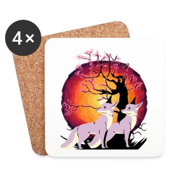 Fuchs Wildtier Wildnis Natur Blume Füchse Fantasy - Untersetzer (4er-Set) - Weiß - Vorne