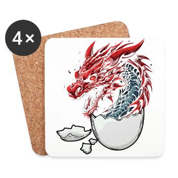 Dragon Dragon Egg Eggs Fantasy Mythical Creature Fable - Coasters (set of 4) - white - Front