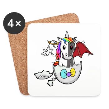 Bébé Licorne Naissance Coquille D’oeuf Bons Mauvais Oeufs - Dessous de verre (lot de 4) - blanc - Devant