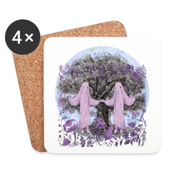 Spring, Nature, Spirits, Dance, Fantasy, Ecology, Flora - Coasters (set of 4) - white - Front