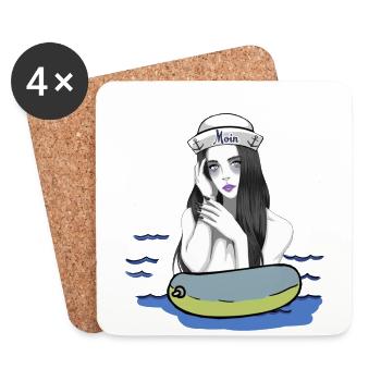 Détresse Swim Ring Sailor Girl Sea Swim - Dessous de verre (lot de 4) - blanc - Devant