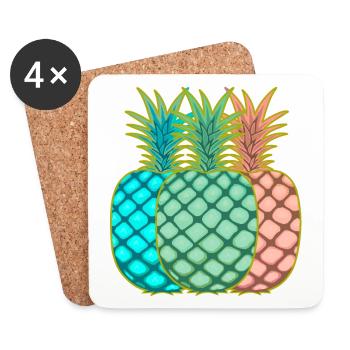 Ananas Vintage Fruit Fruits - Dessous de verre (lot de 4) - blanc - Devant