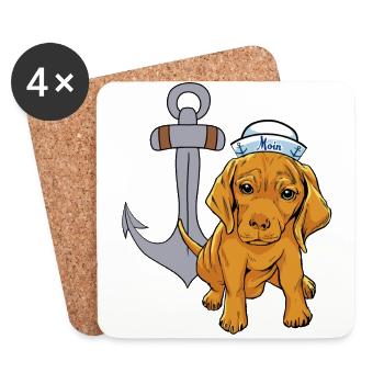 Maritime Seal Seafarer Sailor Sailor Anchor Dog - Dessous de verre (lot de 4) - blanc - Devant