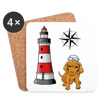 phoque maritime marin chien marin phare - Dessous de verre (lot de 4) - blanc - Devant