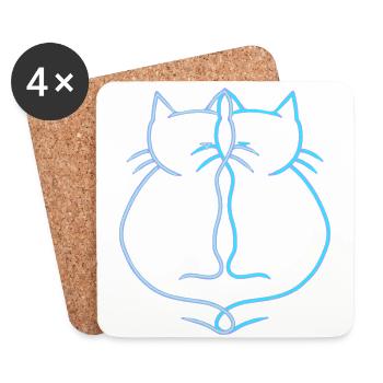Chat Vintage Couple de chats Retro Vintage - Dessous de verre (lot de 4) - blanc - Devant