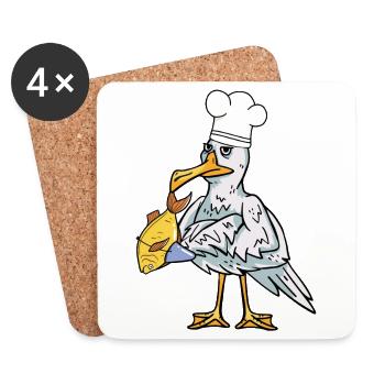 Poisson mouette maritime cuisiner la faim - Dessous de verre (lot de 4) - blanc - Devant