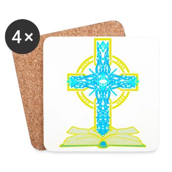 Cross Crucifix Bible Jesus God Religion - Coasters (set of 4) - white - Front