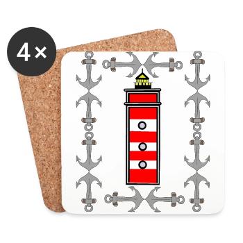 maritime lighthouse Ahoi nautical signal - Coasters (set of 4) - white - Front