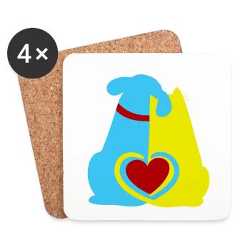 Animal Friend, Animal Welfare, Pets, Heart, Dog, Cat - Coasters (set of 4) - white - Front