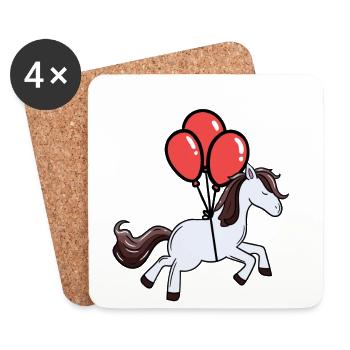 Cheval Ballons Rêve Flying Pony Chevaux - Dessous de verre (lot de 4) - blanc - Devant