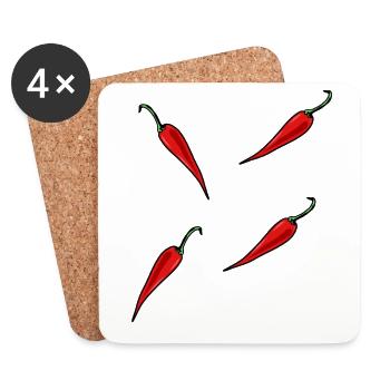 Paprika Piment Pepperoni Épices - Dessous de verre (lot de 4) - blanc - Devant
