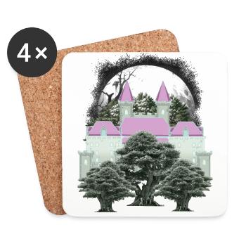 Vintage Castle Castle Fesutung Medieval 80s - Coasters (set of 4) - white - Front