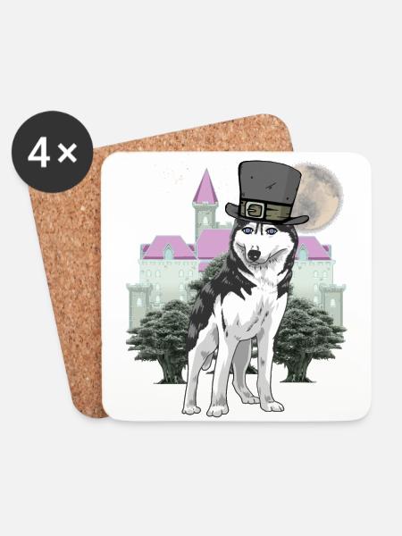 Wolf Fantasy Wölfe Märchenfigur Märchen Schloss - Untersetzer (4er-Set) - Weiß