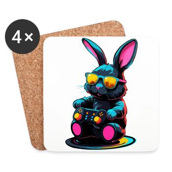 Osterhase Gamer Ikonisches Ostern Gaming - Untersetzer (4er-Set) - Weiß - Vorne