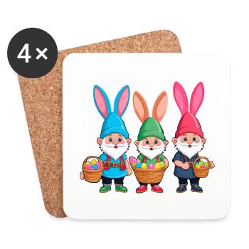 Pâques nordique Gnome lapin de Pâques drôle - Dessous de verre (lot de 4) - blanc - Devant