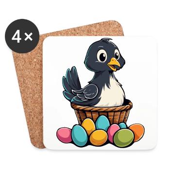 Ostern Huhn Bunt Süß Lustig Ostereier Nest - Untersetzer (4er-Set) - Weiß - Vorne
