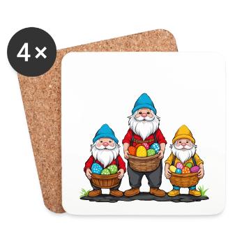 Pâques nordique Gnome lapin de Pâques drôle - Dessous de verre (lot de 4) - blanc - Devant