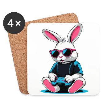 Osterhase Gamer Ikonisches Ostern Gaming - Untersetzer (4er-Set) - Weiß - Vorne