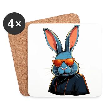 Ikonischer Papa Hase Osterhasen Streetwear Vater - Untersetzer (4er-Set) - Weiß - Vorne