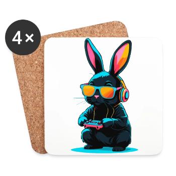 Lapin de Pâques Gamer & Gaming Streetwear Iconique - Dessous de verre (lot de 4) - blanc - Devant