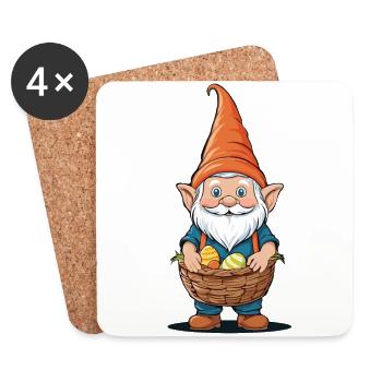Ostern Nordische Wichtel Gnom Osterhase Lustiges - Untersetzer (4er-Set) - Weiß - Vorne