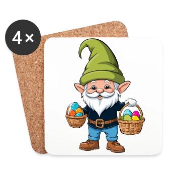 Pâques nordique Gnome lapin de Pâques drôle - Dessous de verre (lot de 4) - blanc - Devant