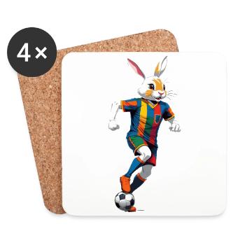 Easter Bunny Soccer Player and Easter Soccer Design - Coasters (set of 4) - white - Front