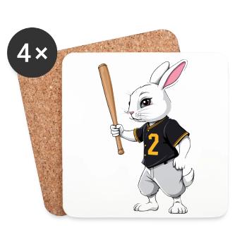 Baseball Player Easter Bunny Streetwear Style - Coasters (set of 4) - white - Front